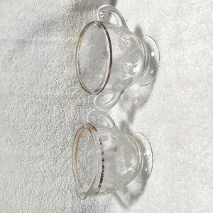 Bartlett Collins Vintage Sugar & Creamer Bowls Leaf & Grape Etched Crystal